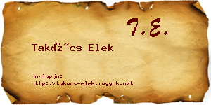 Takács Elek névjegykártya